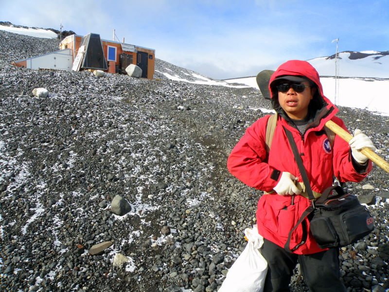 Liu at Cape Crozier helipad