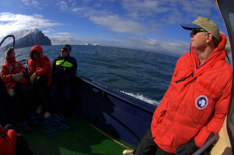 Steve on the Oden's skiff