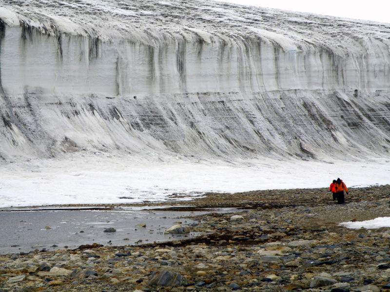 hikers in front of Wilson Glacier